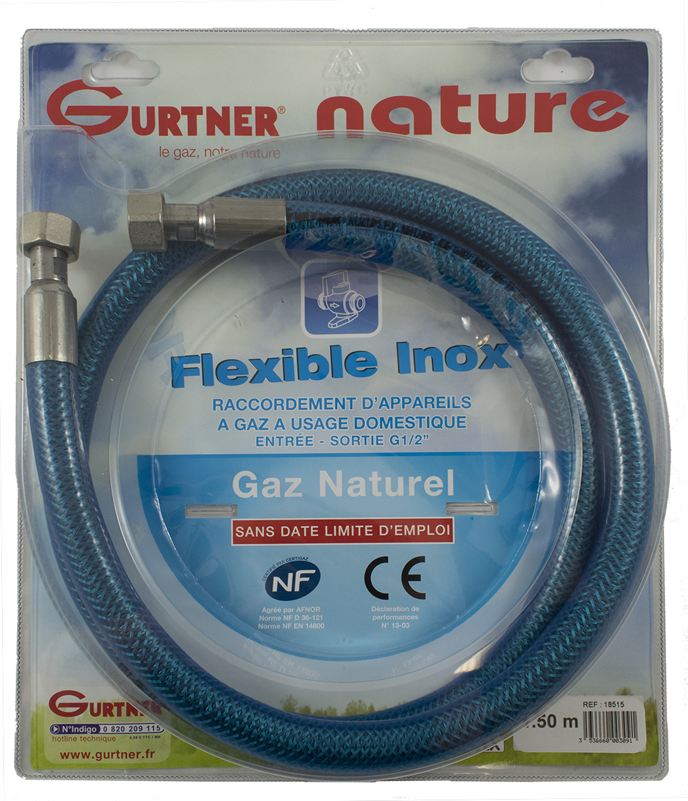 Les produits   Raccord gaz - Flexible Inox pour Gaz Butane -  Propane. Longueur 1.00 m.