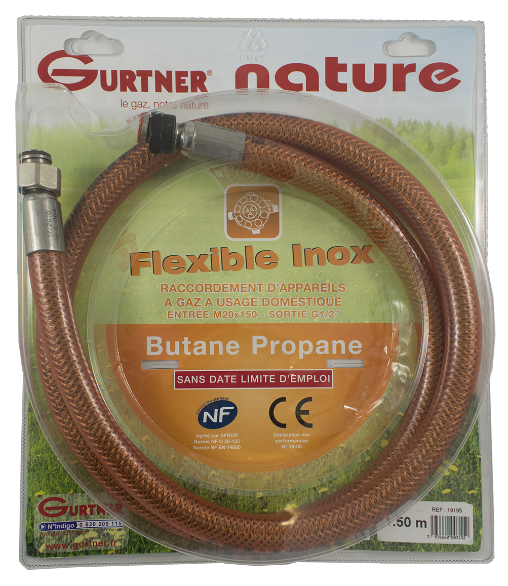 Flexible gaz inox NF à vie Butane Propane 0,5 f20x150 f15x21 - Cdiscount  Bricolage